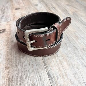 Timberland Leather Belt 36 Dark Brown Classic Rugged Casual Mens Belt Rustic